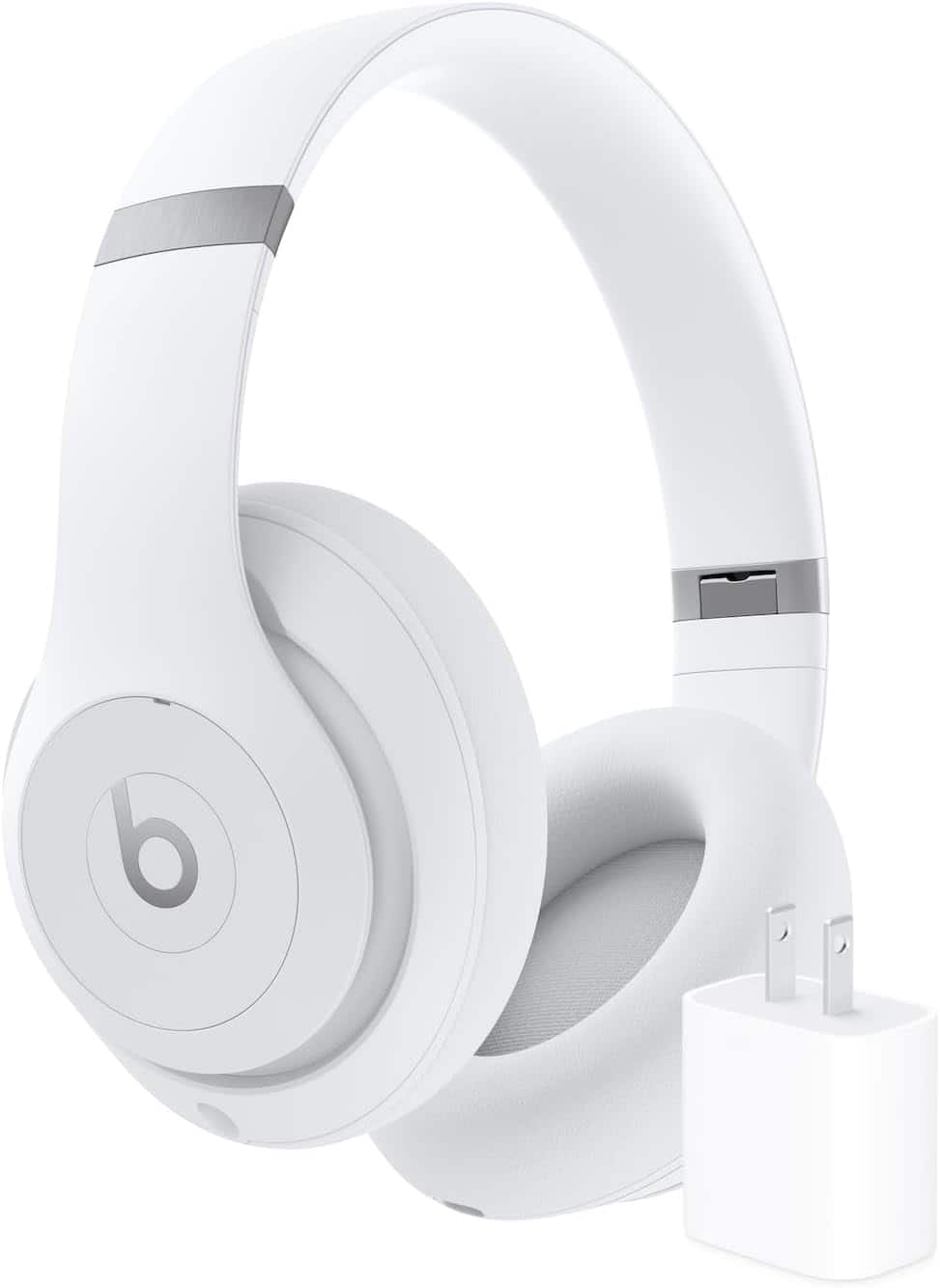 Beats Studio Pro white wireless noise cancelling headphones front view