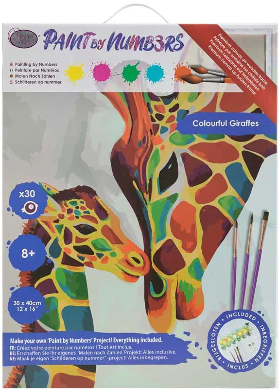 Paint By Numb3rs: Colourful Giraffes 30 x 40 cm Kit