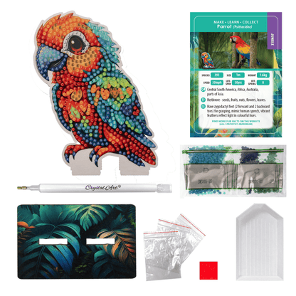 Craft Buddy Parrot Crystal Art Buddy kit contents