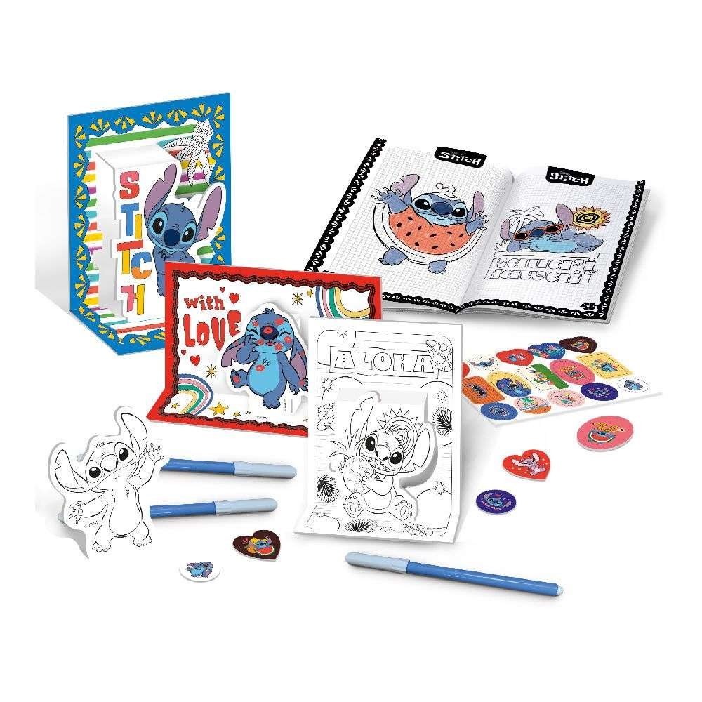 Disney Stitch Colouring and Drawing Pop-Up Backpack contents