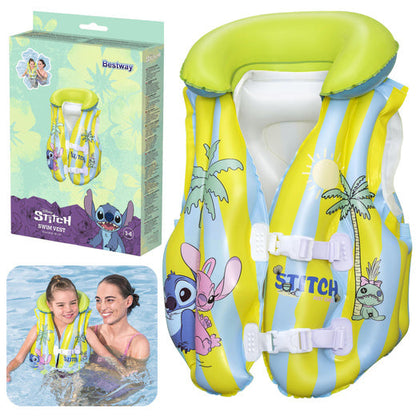 Bestway Disney Stitch swim vest packaging and product image
