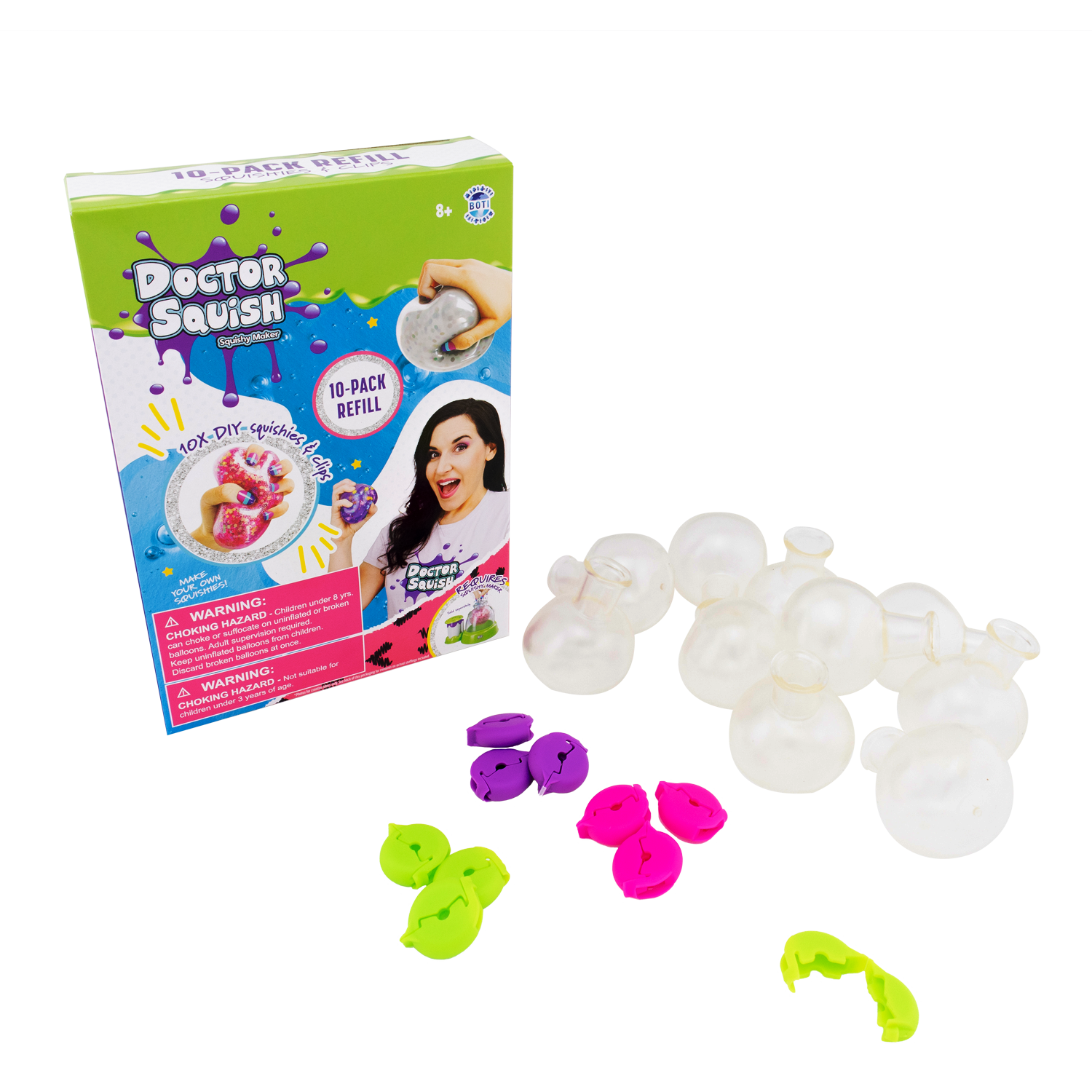 Doctor Squish Squishy Maker 10-Pack Refill contents