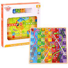 WOODEN SNAKES & LADDERS / CHESS