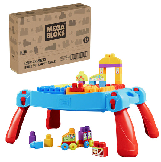 Mega Bloks Build 'n Learn Table - Classic - MEGA BLOKS First Builders Build ‘n Learn Table Block Toy With Storage (30 Pieces) For Toddler