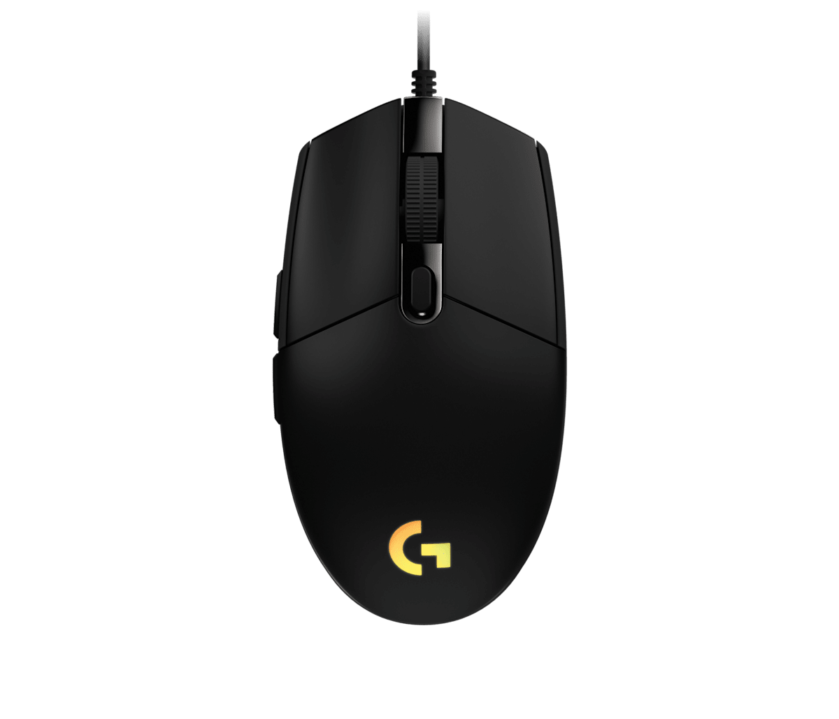 Logitech G203 LIGHTSYNC wired gaming mouse in black - top angle