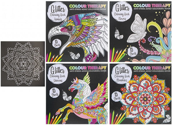 Colour Therapy: Glitter Colouring Book Assorted