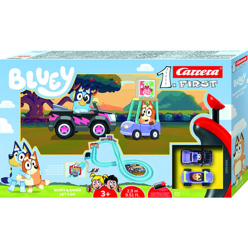 Carrera FIRST Bluey and Bingo Let's Go racing set packaging