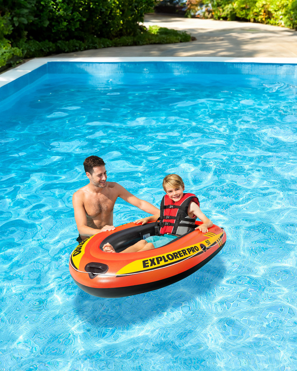 Intex Explorer Pro 50 inflatable boat in pool