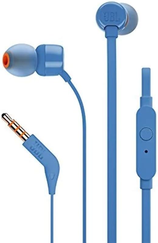 JBL T110 Blue wired in-ear headphones with microphone main view