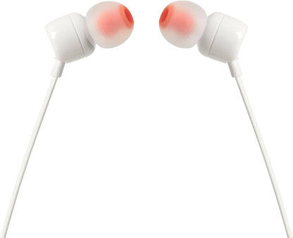 JBL T110 White wired in-ear headphones detail view