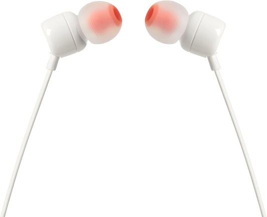 JBL T110 White wired in-ear headphones detail view