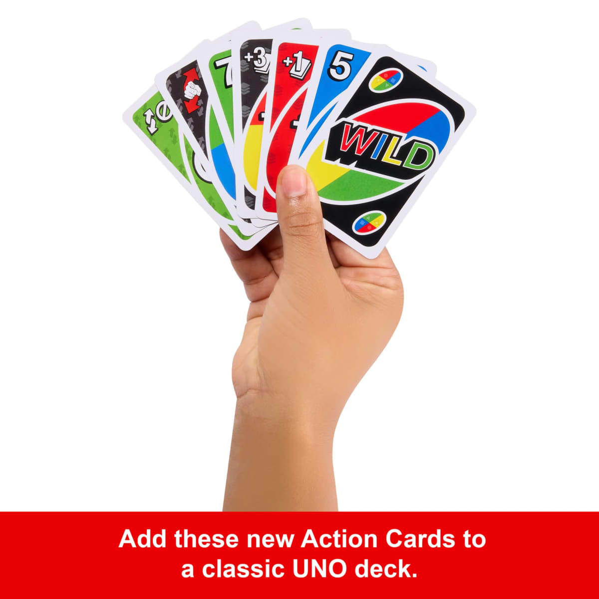 UNO add-on action cards in hand