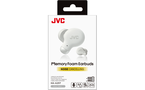 JVC HA-A25T white memory foam noise cancelling true wireless earbuds