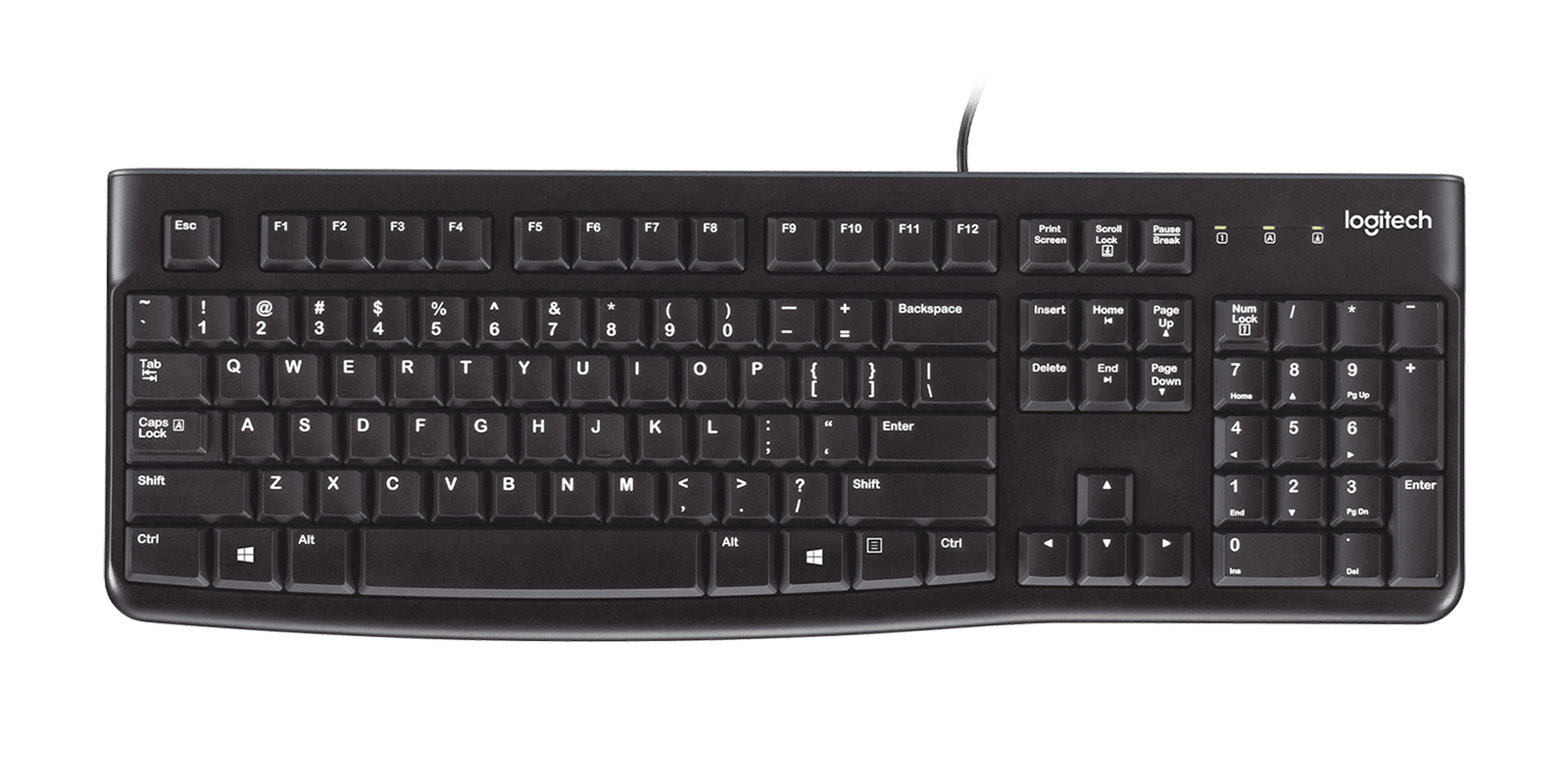 Logitech K120 wired USB keyboard front view
