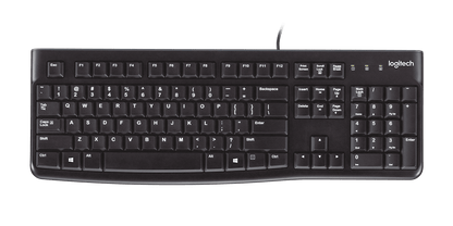 Logitech K120 wired USB keyboard front view