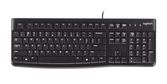 Logitech K120 wired USB keyboard front view
