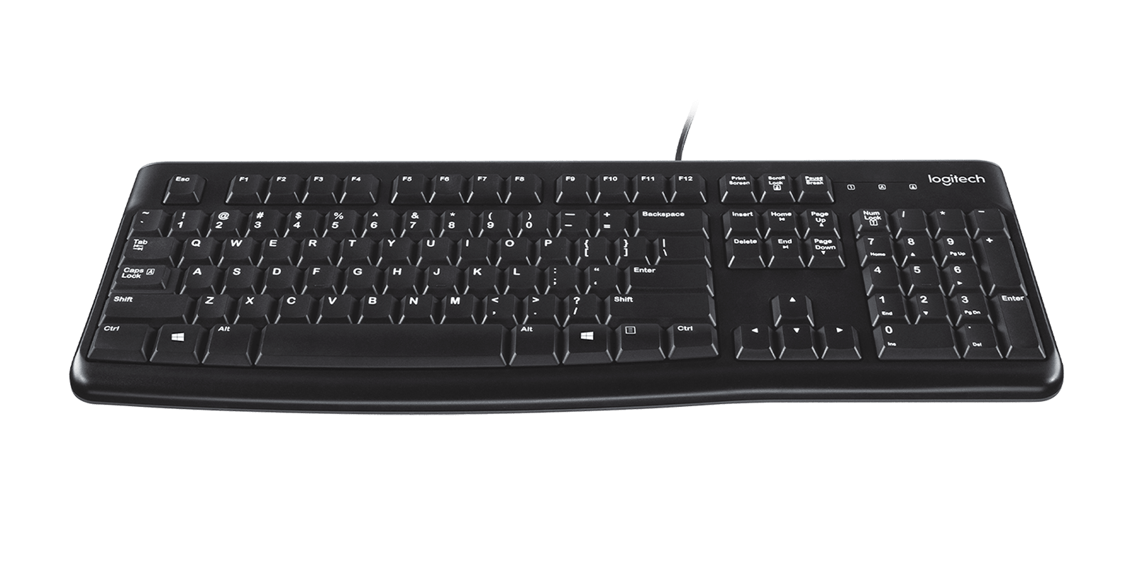 Logitech K120 wired keyboard angled view