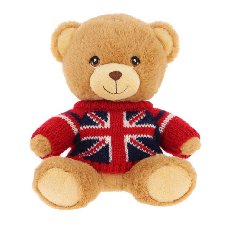 Keeleco Bear with Union Jack knitted jumper 18cm