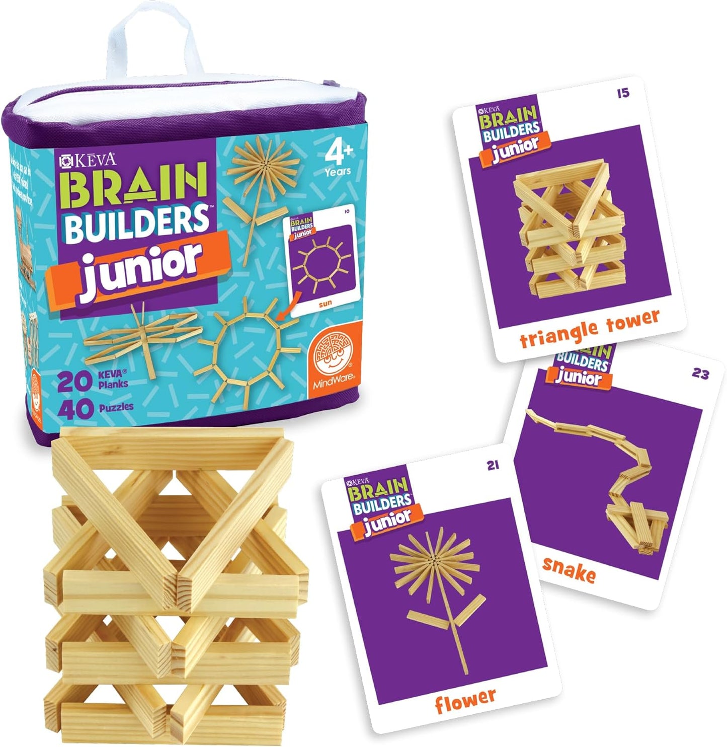 KEVA Brain Builders Junior front box and cards image