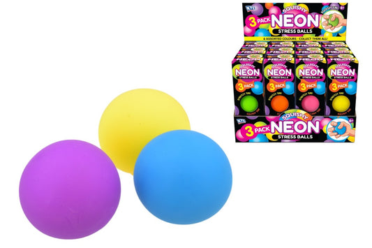 3pc 50mm Neon Squish Ball In Colour Box