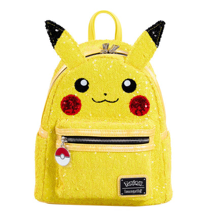 Loungefly Pokemon Pikachu sequin mini backpack front view