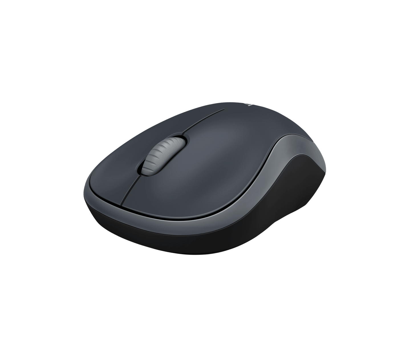 Logitech M185 wireless mouse in grey - front angle