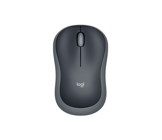 Logitech M185 wireless mouse in grey - top angle