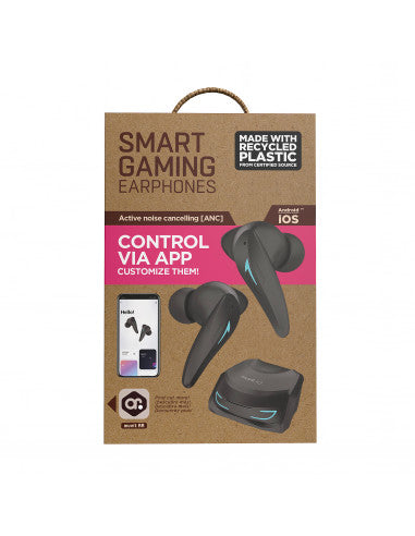 Muvit iO Smart True Wireless Gaming ENC/ANC (Noise Cancellation) Black LED Earphones