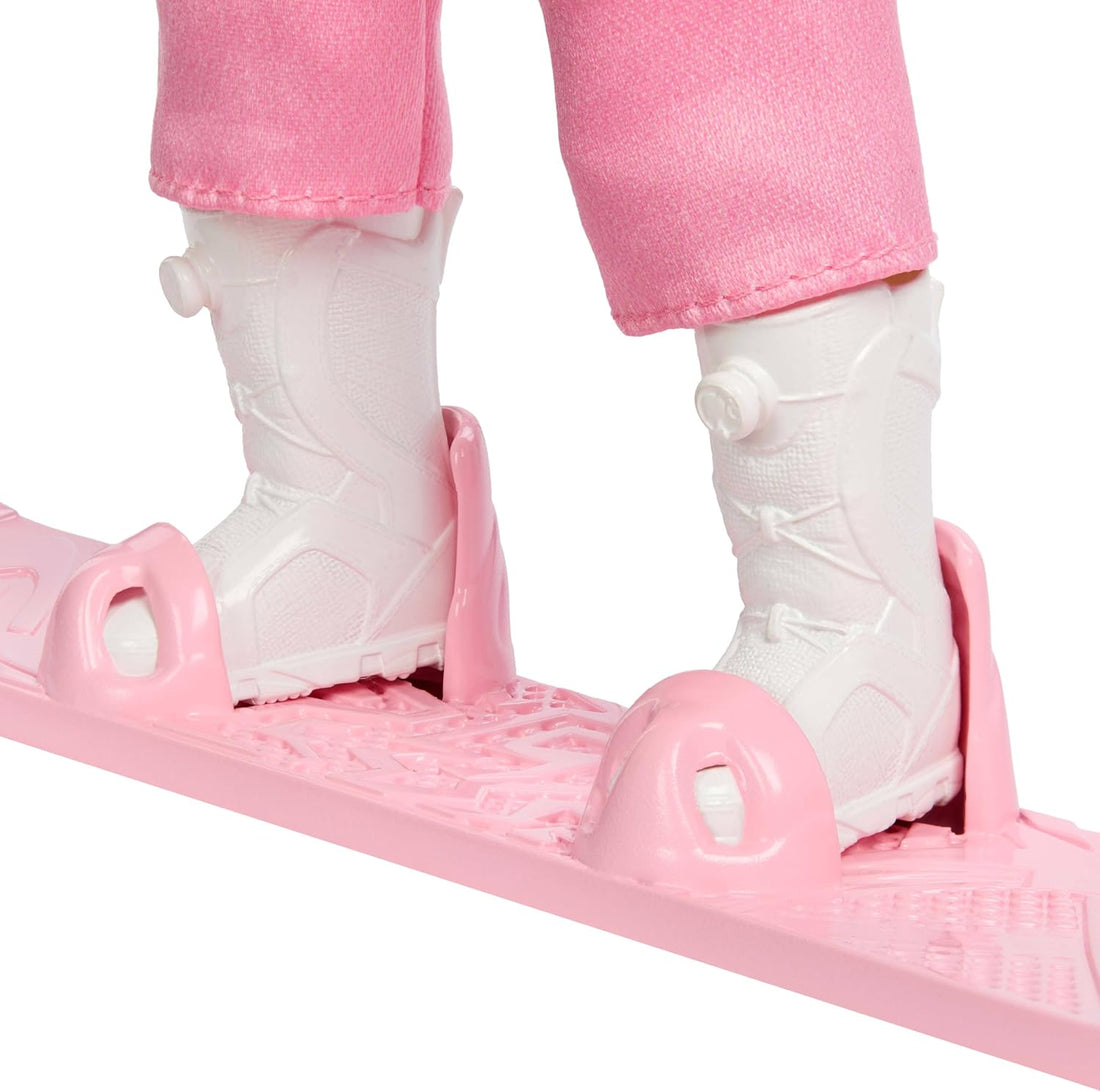 Barbie - Careers Snowboarder Doll & Accessories - Barbie Careers Snowboarder Doll Wearing Pink Snow Jacket, Pants & Boots with 10+ Accessories Including Color-Change Snowboard, JKF78