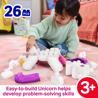 Mega BLOKS Ma Licorne à Construire, Coffret de Construction 3 en 1 pour Les Tout-Petits (constructions alternatives : Un Chiot et Pégase), avec 26 éléments, pour Enfants à partir de 3 Ans, JKG36