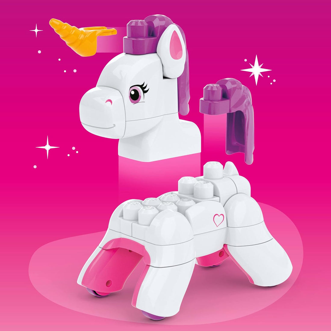 Mega BLOKS Ma Licorne à Construire, Coffret de Construction 3 en 1 pour Les Tout-Petits (constructions alternatives : Un Chiot et Pégase), avec 26 éléments, pour Enfants à partir de 3 Ans, JKG36