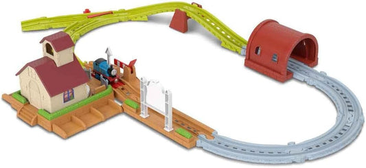 Thomas & Friends Bell Station Train Set with Push-Along Thomas - Thomas & Friends Toy Train Set by Fisher-Price, Bell Station Playset with Push-Along Thomas Engine, Ringing Bell, Tunnel, Gate & Expandable, JLL35