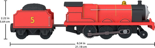 Thomas & Friends Motorized James Engine - Thomas & Friends von Fisher-Price Batteriebetriebener Spielzeugzug, Batteriebetriebene Lok James mit Kohlewagen, Klassische Figuren aus der Serie, JLL51