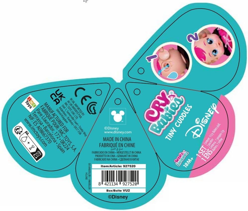 Cry Babies Tiny Cuddles Disney Angel Doll - Cry Babies Tiny Cuddles Disney Angel Lilo & Stitch Pluche pop, huilende echte tranen, speelgoedcadeau voor kinderen en meisjes vanaf 18 maanden