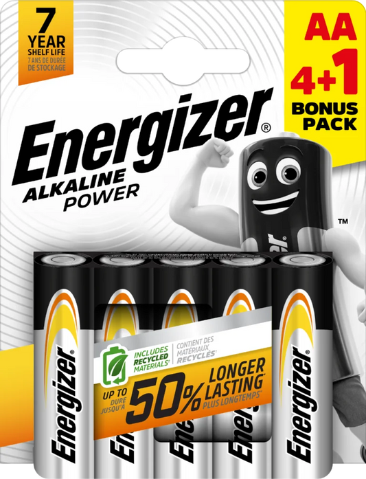 Energizer AA Alkaline Power Batteries 5pk (4+1)