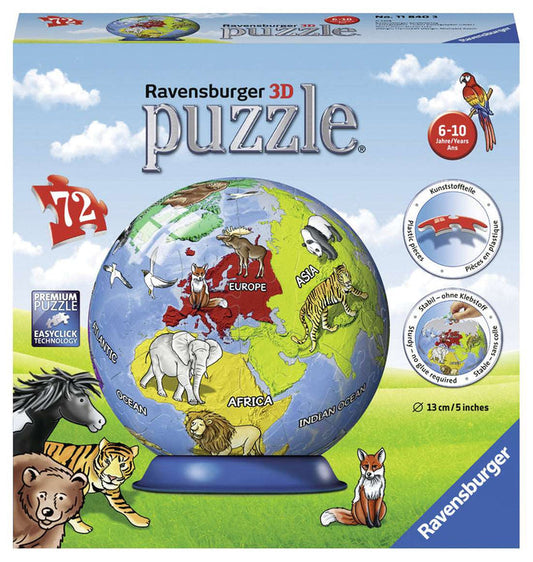 Ravensburger Children's Globe 3D Puzzle Ball 72 pieces