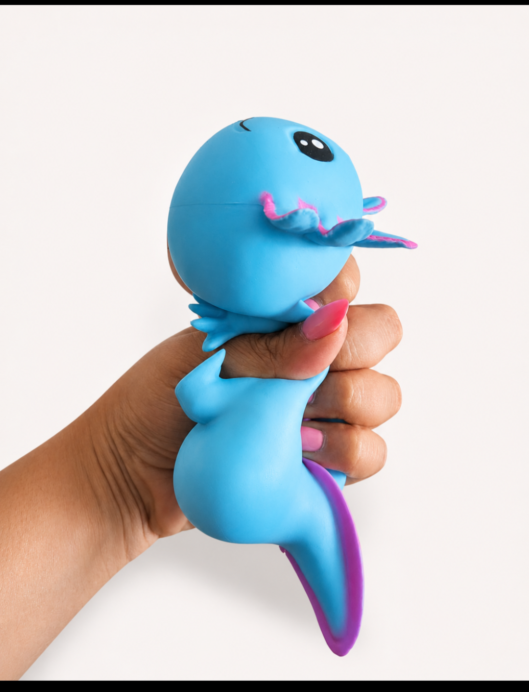 Blue KTL Giant Axolotl squishy being squeezed