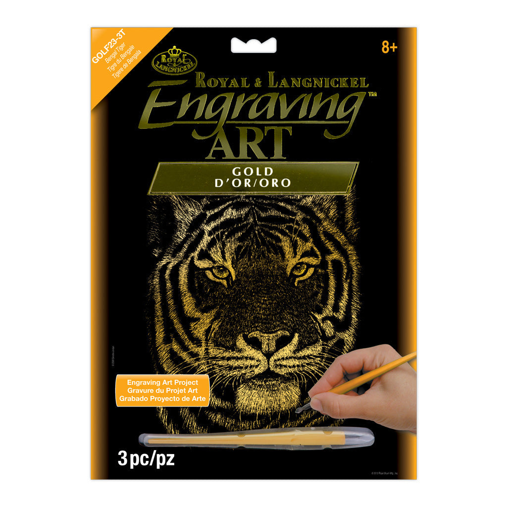 Royal & Langnickel Bengal Tiger Gold Foil Engraving Art packaging