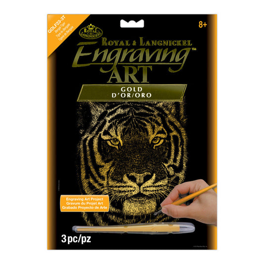 Royal & Langnickel Bengal Tiger Gold Foil Engraving Art packaging