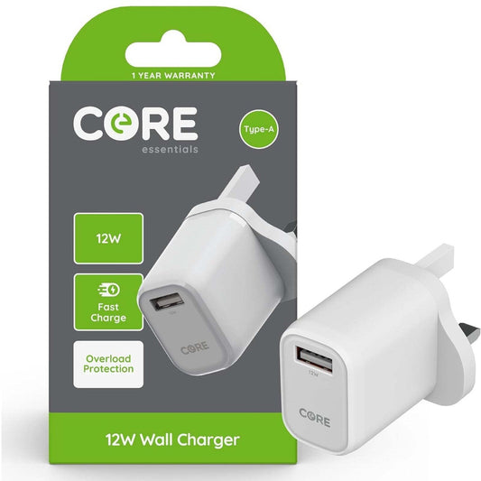 Core Essentials USB A Wall Charger 12W