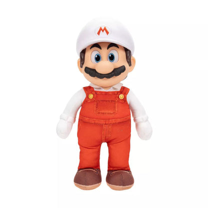 The Super Mario Galaxy Movie Fire Mario posable plush front view