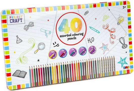 Tin of 40 Coloured Pencils