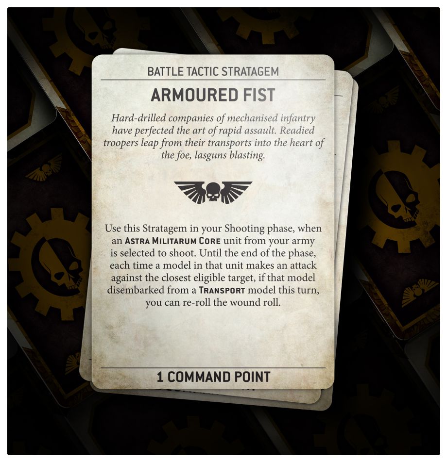 Astra Militarum Datacards cards detail