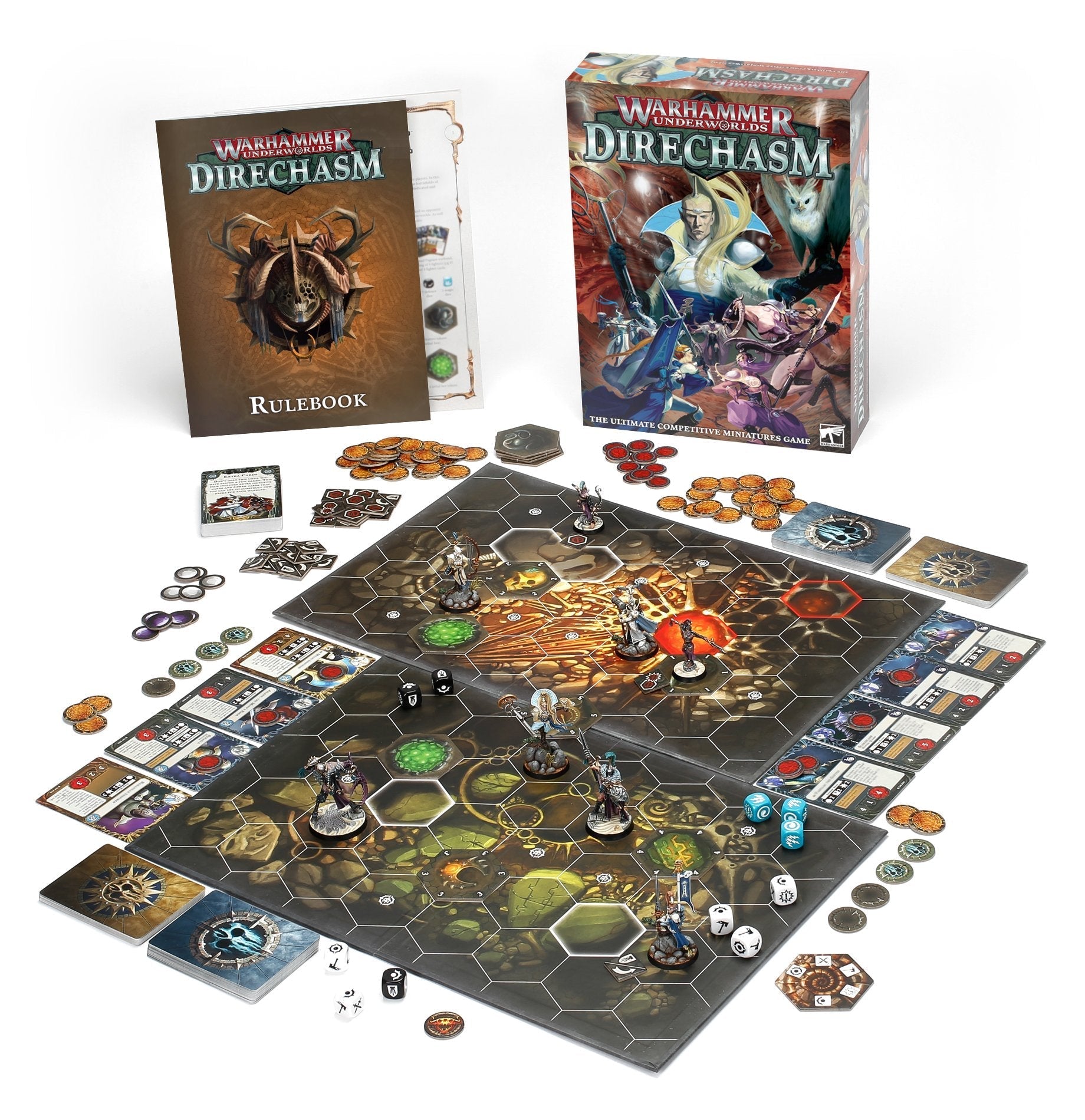 Warhammer Underworlds Direchasm core set box and contents