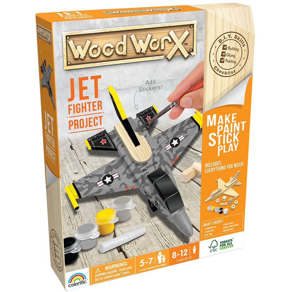 Wood Worx Jet Fighter craft project box angle