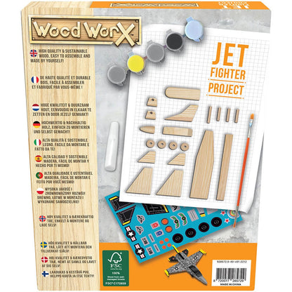 Wood Worx Jet Fighter craft project box back and contents