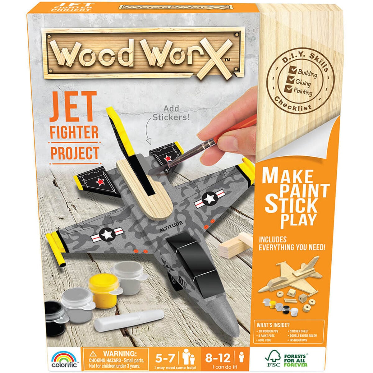 Wood Worx Jet Fighter craft project box front
