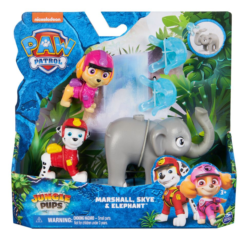 Paw Patrol Figure Hero Pups Jungle Marshall and Skye with Elephant