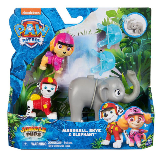 Paw Patrol Figure Hero Pups Jungle Marshall and Skye with Elephant