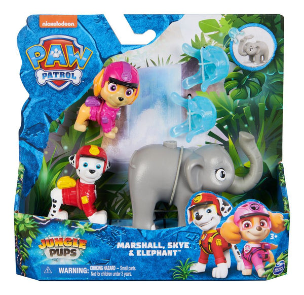 Paw Patrol Figure Hero Pups Jungle Marshall and Skye with Elephant